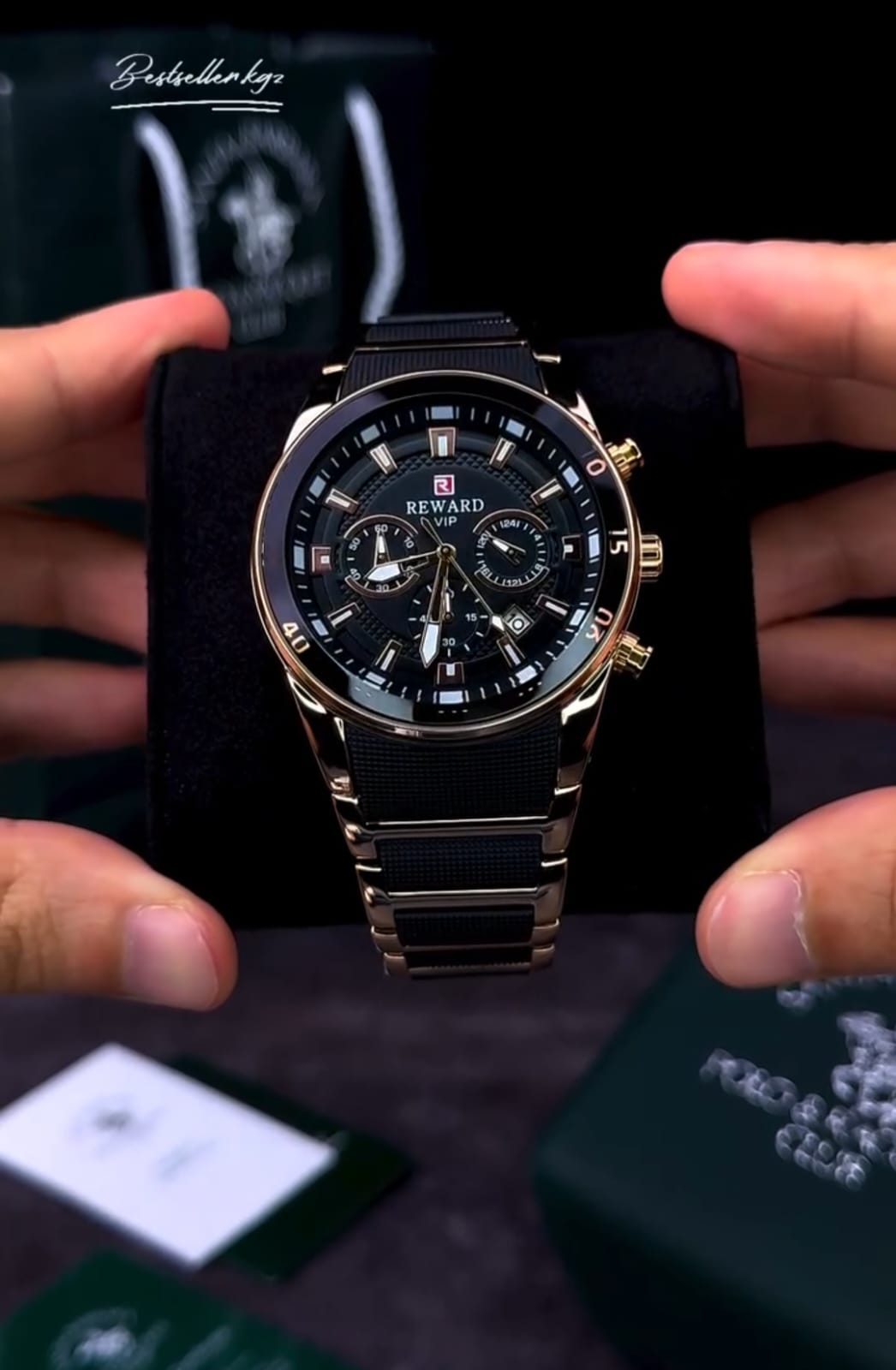 black gold Analog watch