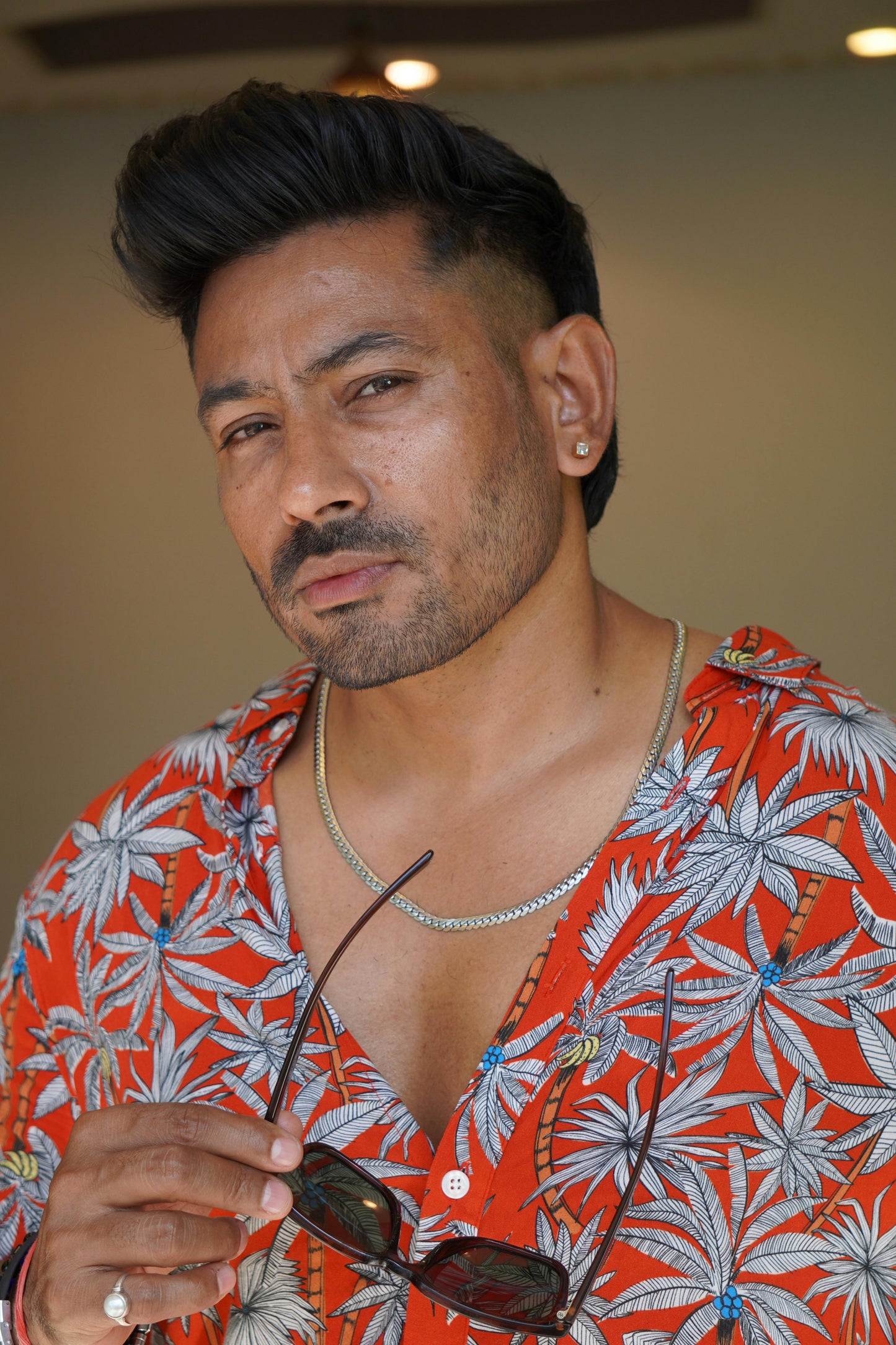 Crimson Tropic Leaf Shirt