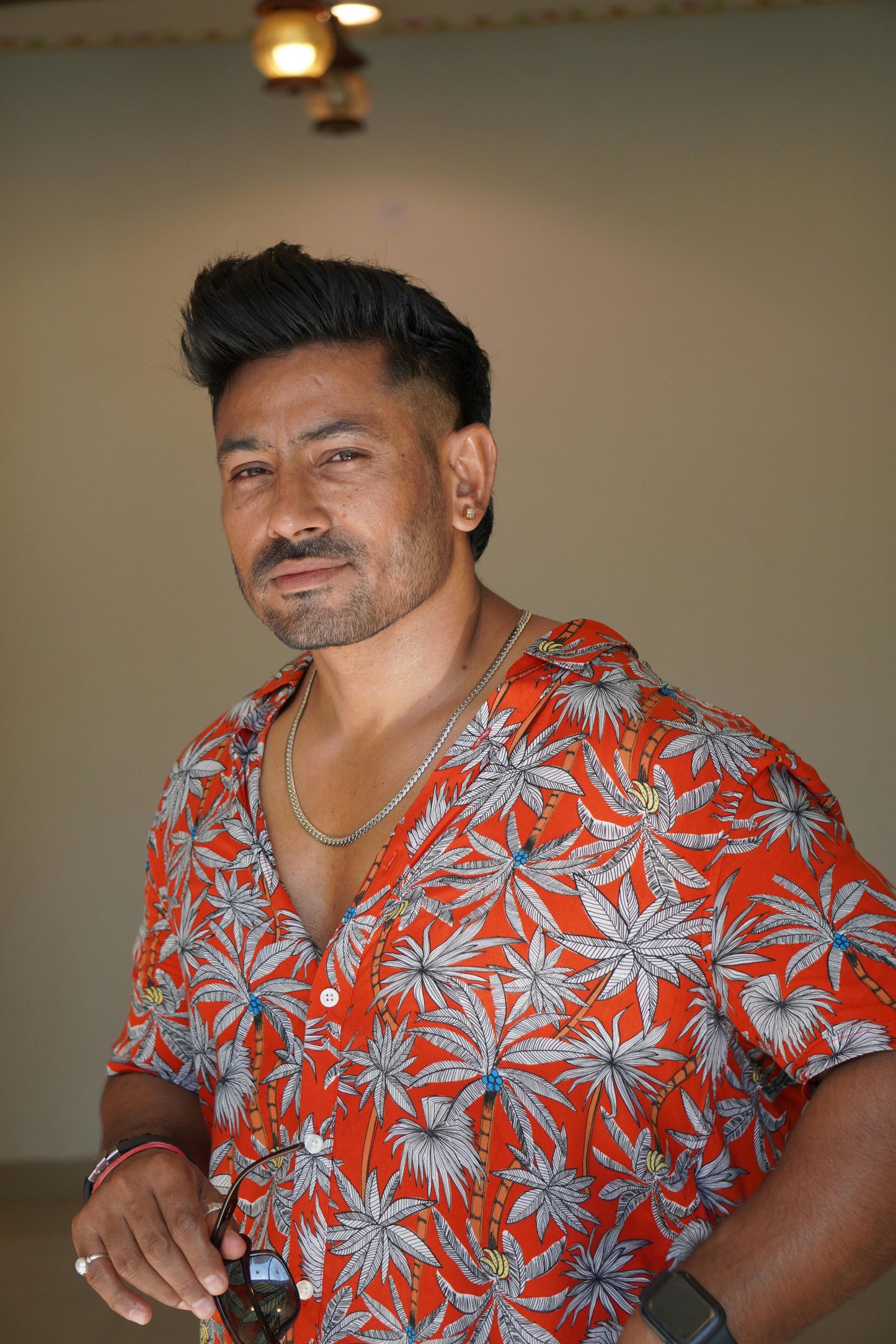 Crimson Tropic Leaf Shirt